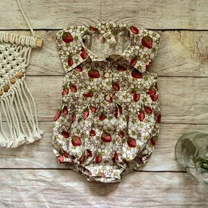 Kate Quinn 6/12M Strawberries and Flowers Romper Collared